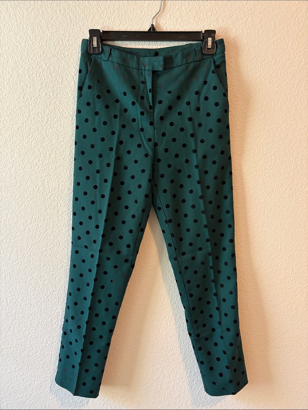 Topshop Deep Green Polka Dot Trousers